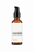 Brown bottle of everyday moisturizer with a white label on a white background